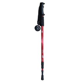 Multifunctional 3-Section Straight Handle Trekking Pole (Color: Red, Type: Walking Sticks)