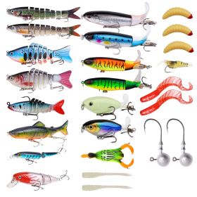 25-piece Set Multi-section Fish Topwater Propeller Bait Realistic Duck Bait Frog Accessory Set For Bass Freshwater Fishing (Option: 25pcs)